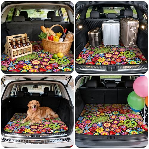 Car Trunk Mat - Universal Size 29" x 39", Floral Pattern Cargo Liner, Car Accessory for SUVs/Sedan/Wagons, Durable Protective Mat, Trunk Liner for Families/Travel Enthusiasts (Flowers-2) - style: flowers-2