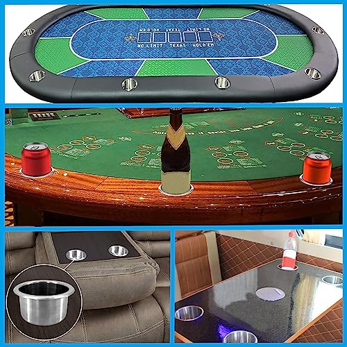 ISURE MARINE 4Pcs 3" Stainless Steel Drop-in Anti-Spill Cup Holder with Non-Slip Washer,Heavy Duty Poker Table Cup Holder Inserts Fits Standard Soda Can for Desk, Boats, RV Cars & Trucks - color: 4pcs