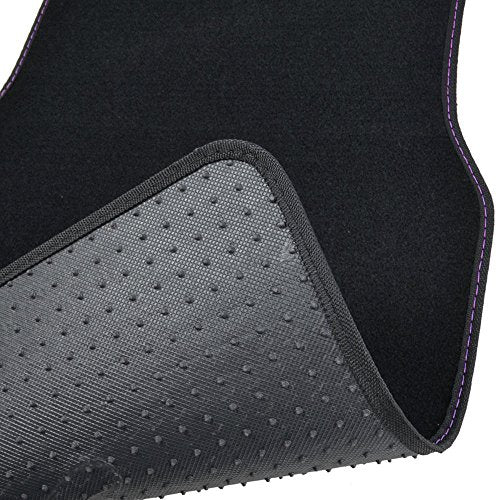 BDK Purple White Butterfly Design Carpet Car Floor Mats for Auto Van Truck SUV-4 Pieces Front & Rear Full Set with Rubber Backing-Universal Fit (MT-509-PP) - color: Purple White Butterfly