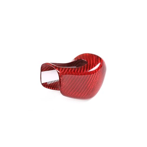 Car Real Carbon Fiber Gear Head Knob Trim Cover Fit for Maserati Ghibli/Quattroporte/Levante 2013-2018 Center Console Gear Knob Trim Cover Interior Accessories (Red Carbon Fiber)