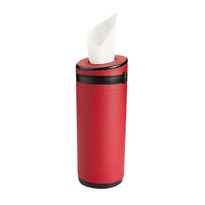 Car Tissue Holder, Convenient Travel Napkin Boxes, Car Tissues Cylinder, Round Canister Napkin Holder, Travel Tissue Tube Container for Vehicle Cup Holder, Home, Office (Burgundy)