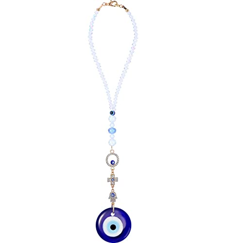 Evil Eye Car Hanging Ornament Evil Blue Eye Charms for Rear View Mirror Beaded Decor Car Accessories Pendent for Window Door Frame Balcony(Cross Style,Blue) - style: Cross Style