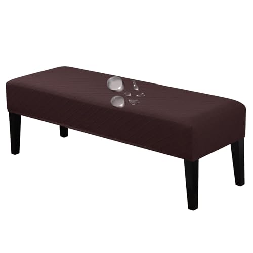 Lebaley Waterproof Dining Bench Cover Stretch Rectangle Bench Seat Protector Slipcover Removable Washable Bench Covers for Kitchen, Dining Room, Living Room, Bedroom（Dark Coffee） - color: Dark Coffee, size: Regular - Waterproof