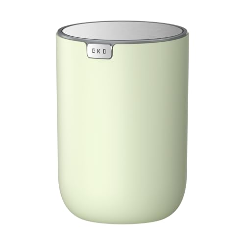 EKO Fandy 0.4 Gal/1.5L Mini Tabletop Trash Bin with Swing-Lid, Desktop Trash Can for Bathroom Countertop, Vanity, Coffee or Office, Small Garbage Bin (Matcha) - color: Matcha, size: Tabletop 1.5 Liters