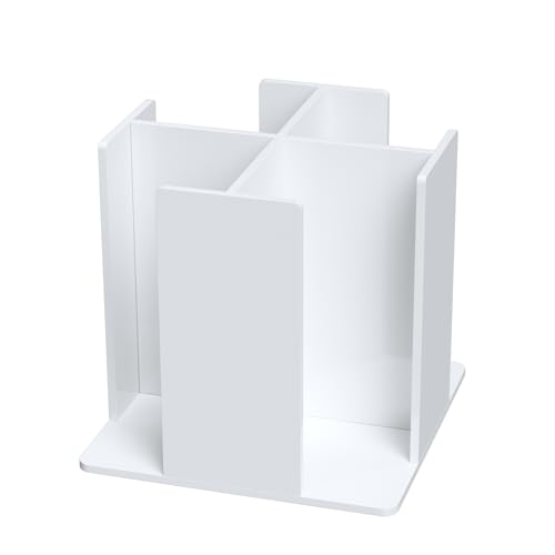 KOTEMON Cup and Lid Holder, 4 Compartment, Square | Rotating Coffee Cup Dispenser Lid Carousel for Restaurant, Buffet, Coffee Station, Bar, Countertop, White Acrylic - color: White