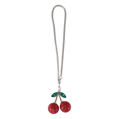 DONGKER Car Cherry Ornament,Lobster Clasp Design Hanging Cherry Rear View Mirror Pendant for Car Bags Keychains Rearview Mirrors DIY Necklaces - color: Red