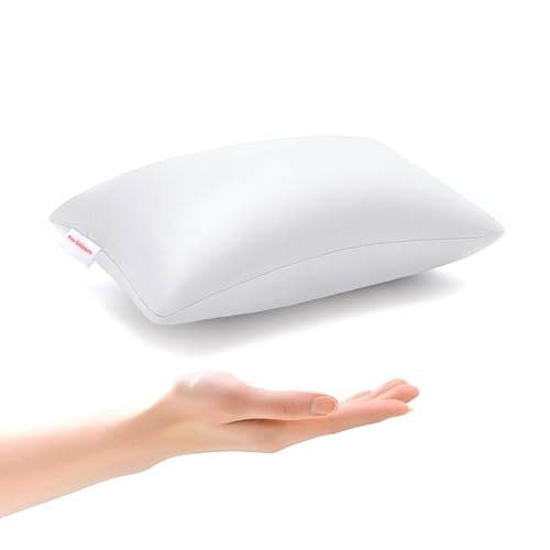 Pro Goleem Small Pillow 11"x7"x2.5" for Kids and Baby Sleeping with Name Tag Mini Tiny Pillow for Camping and Chair Car Air Nap Neck Lumbar Knee Rest Pillows, White - color: White