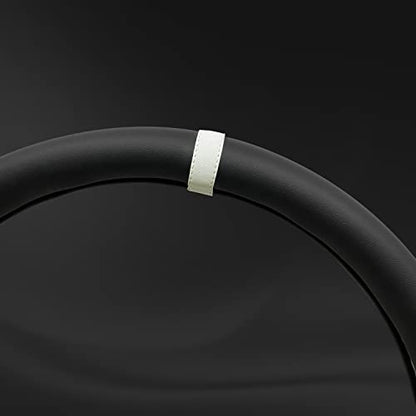 Morandi Color Steering Wheel Cover, Nappa Leather, Fashionable Sporty Style, Universal 15 inches,Black and White - color: Black and White