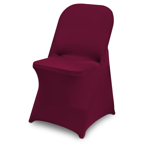 6 Packs Burgundy Spandex Stretch Folding Chair Covers for Wedding Party,Universal Fitted Washable Dining Seat Slipcovers Protector Decoration for Holiday Banquet Birthday Celebration Event - color: Burgundy, size: 6 PCS