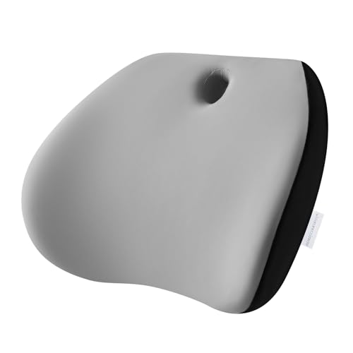 Road Comforts Memory Foam Lumbar Support Pillow – Ergonomic Back Cushion for Office, Car, Home & Travel – Lower Back Pain Relief, Removable Washable Cover (Gray) - color: Gray