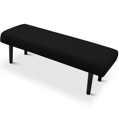 Stretch Bench Seat Cover, Reusable Slipcover for Dining Room & Bedroom, Removable Washable Rectangular Bench Covers, Elastic Fit for Home Furniture(Black)