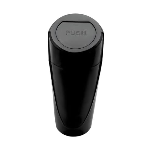 Sun Walker Car Trash Can Bin with Lid, Leakproof Mini Cup Holder Garbage Bin Portable Storage Container, Multipurpose Cup Type Dustbin Interior Organizer for Vehicle Home Office (Black) - color: Black