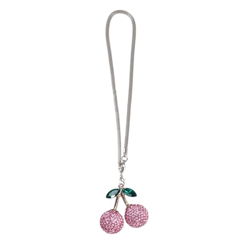 DONGKER Car Cherry Ornament,Lobster Clasp Design Hanging Cherry Rear View Mirror Pendant for Car Bags Keychains Rearview Mirrors DIY Necklaces - color: Pink