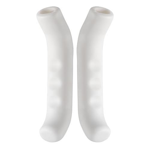 HARFINGTON 1 Pair Bike Brake Lever Cover Silicone Brake Lever Grip Protector Anti-Slip Brake Handle Protection Covers Sleeve for Mountain Road Bike Cycling, White - color: White