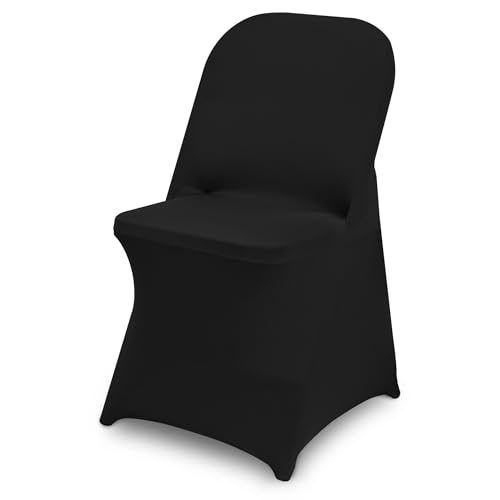 1 Pack Black Spandex Stretch Folding Chair Covers for Wedding Party,Universal Fitted Washable Dining Seat Slipcovers Protector Decoration for Holiday Banquet Birthday Celebration Event - color: Black, size: 1 PCS