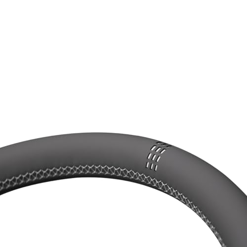 MEWANT DIY Hand Stitch Black Artificial Leather Steering Wheel Cover for Dodge Ram 1500 Laramie Big Horn 2019-2021 - color: Black Artificial Leather&White Stripe&White Thread