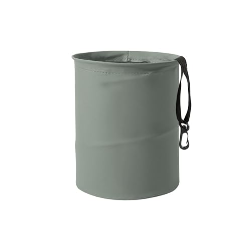 Collapsible Trash Can Car Garbage Bag - Leather Pop-up Car Trash Bin with Elastic Band - Hanging Foldable Garbage Can Vehicle Waste Basket Bin - Double-Layer Washable Bag for Cars Camping (Grey)