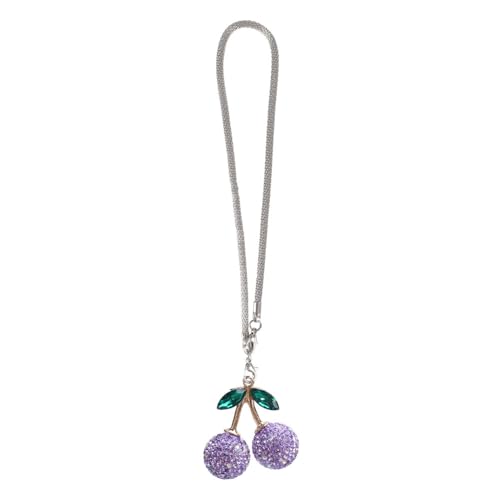 DONGKER Car Cherry Ornament,Lobster Clasp Design Hanging Cherry Rear View Mirror Pendant for Car Bags Keychains Rearview Mirrors DIY Necklaces - color: Purple