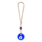 COMNICO Evil Eye Car Hanging Ornament, Classic Blue Evil Eye Beaded Charms Rear View Mirror Pendent Decor Car Accessories for Window Door Wall - style: Wooden beads