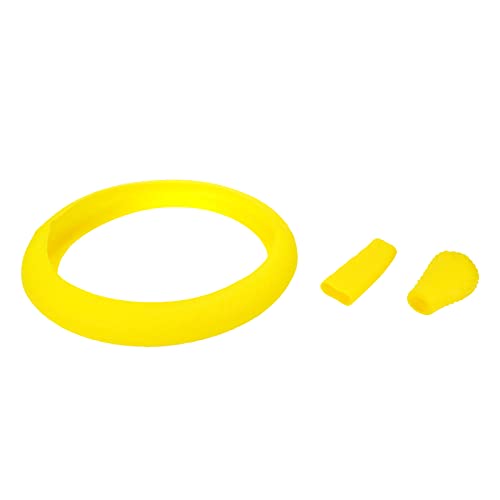 Modengzhe Steering Wheel Hand Brake Lever and Shift Knob Silicone Cover Kit, 3D Oval Anti-Slip Design Protective Case (Yellow) - color: Yellow