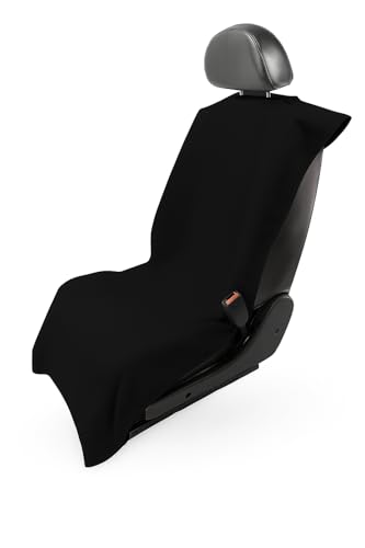 Seat Armour Black Car Seat Towel Cover – Soft, Machine Washable & Absorbent Seat Protector – Quick Install, Multipurpose Vehicle Seat Cover for Workout, Beach, Travel – Universal Fit