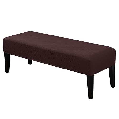 Lebaley Stretch Jacquard Ottoman & Bench Cover Removable Washable Slipcover for 42-54 inch Rectangular Benches Dining Bench Covers Stretch Fit for Bar Stools and Chairs (Fits 14-18" Wide) - color: Dark Coffee, size: Regular - Standard