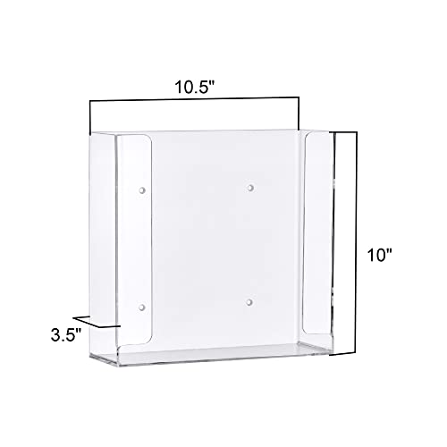 Amazing Abby Acrylic Glove Box Holder, Wall-Mounted Glove Dispenser, Floating Glove Box Organizer, Medium Size (for 2 Boxes), 10.5" W x 10.0" H x 3.5" D (Mounting Hardware Included) - size: Medium (for 2 Boxes)