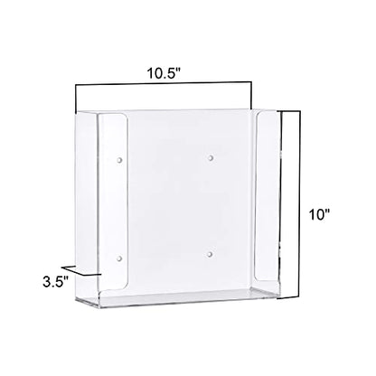 Amazing Abby Acrylic Glove Box Holder, Wall-Mounted Glove Dispenser, Floating Glove Box Organizer, Medium Size (for 2 Boxes), 10.5" W x 10.0" H x 3.5" D (Mounting Hardware Included) - size: Medium (for 2 Boxes)