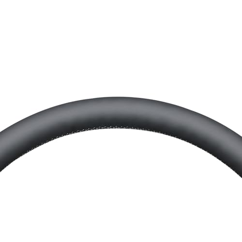 MEWANT Hand Stitch Black Smooth Real Leather Steering Wheel Cover for Dodge Ram 1500 2002-2003 Ram 1500 Truck Accessory - color: Black Smooth Real Leather&Grey Thread