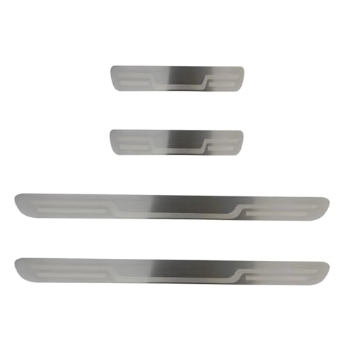 Craedli 4PCS Car Door Sill Protector Sticker, Stainless Steel Auto Door Edge Guard, Anti-Scratch Door Sill Threshold Protection Strip, Universal Car Interior Decoration for Sedan SUV (Silver) - color: Silver