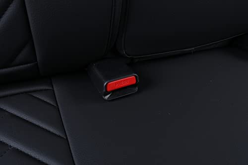 Tomatoman Tacoma Rear Seat Covers Compatible with Toyota Tacoma 2005-2025 2026 TRD Sport OffRoad Limited SR5 V6 Crew Double Extended Cab Truck Waterproof Leather Back Car Cushions(Rear Seat/Black-Red) - color: Rear Seat/Black-Red