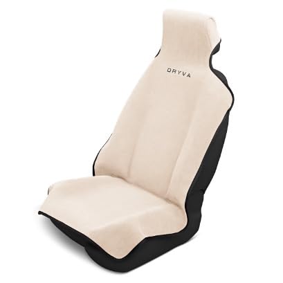 DryvaSeat - Premium Microfiber Towel Car Seat Cover - Waterproof & Sweatproof - Universal Fit, Machine Washable, Non-Slip - Seat Protector for Car, Truck, SUV, Van (Beige, 1 Pack) - color: Beige, size: 1 Pack