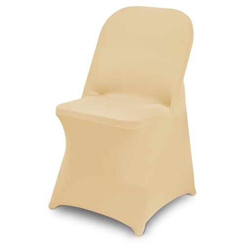 6 Packs Champagne Spandex Stretch Folding Chair Covers for Wedding Party,Universal Fitted Washable Dining Seat Slipcovers Protector Decoration for Holiday Banquet Birthday Celebration Event - color: Champagne, size: 6 PCS