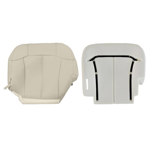 Priprilod Driver Side Bottom Seat Cover & Foam Cushion Replacement Light Tan #522/922 Compatible with Chevy Tahoe/Suburban 1500 2500 1999 2000 2001 2002 | Faux Leather | Fits Heated & Non-Heated Seats - color: Tan