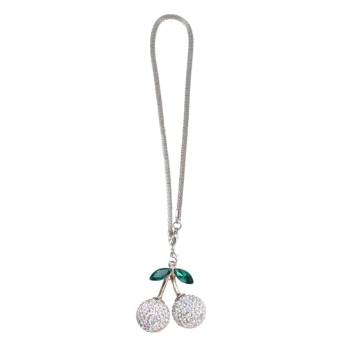 DONGKER Car Cherry Ornament,Lobster Clasp Design Hanging Cherry Rear View Mirror Pendant for Car Bags Keychains Rearview Mirrors DIY Necklaces - color: Silver