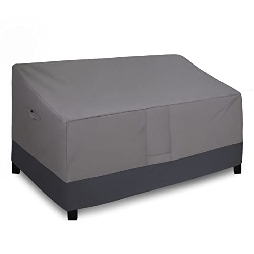 Easy-Going Outdoor Sofa Cover Heavy Duty Patio Furniture Loveseat Couch Bench Cover Windproof Durable (70Wx38Dx35H inch, Gray/Dark Gray)