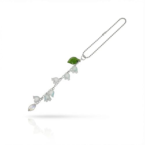 Car Flowers Hanging Accessories Cute Rearview Mirror Lily of The Valley Charm Interior Decorations for Women Ornament with Floral Acrylic Leaf Design for a Stylish Car Look