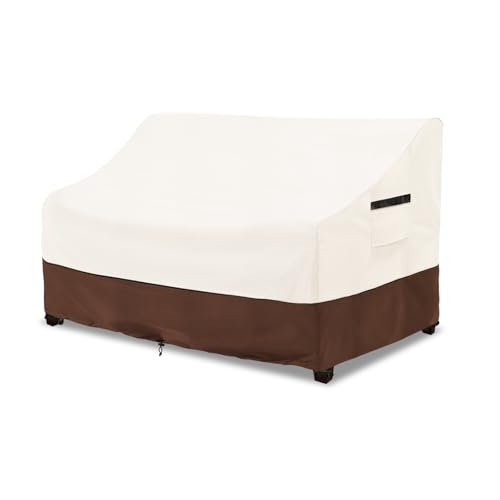 Outdoor Couch Cover,100% Waterproof 3-Seater Outdoor Loveseat/Bench Cover,Patio Furniture Covers,85" Wx 38" Dx 35" H,Beige&Brown - color: Sofa Cover - Beige, size: 85"W x 38"D x 35"H