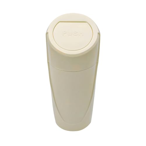 Sun Walker Car Trash Can Bin with Lid, Leakproof Mini Cup Holder Garbage Bin Portable Storage Container, Multipurpose Cup Type Dustbin Interior Organizer for Vehicle Home Office (Beige) - color: Beige