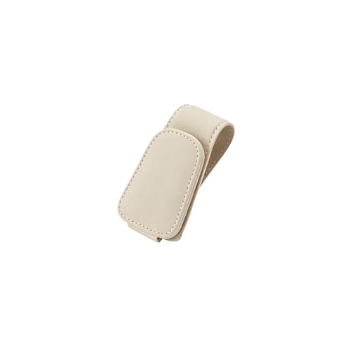 Magnetic Leather Sunglass Holder, Eyeglass Hanger Clip for Car Sun Visor, Suitable for Different Size Eyeglasses (White, 1 Pack) - color: White