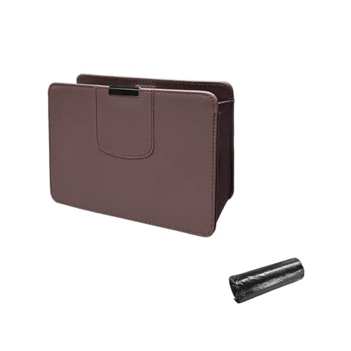 Car Trash Can, Magnetic Leather Auto Garbage Bin with One Roll Trash Bag, Mini Foldable Storage Bag Waterproof Interior Hanging Dustbin for SUV Truck RV, Car Accessories (Brown) - color: Brown