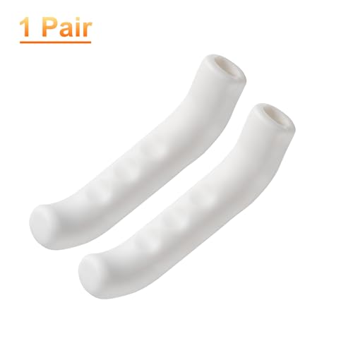 HARFINGTON 1 Pair Bike Brake Lever Cover Silicone Brake Lever Grip Protector Anti-Slip Brake Handle Protection Covers Sleeve for Mountain Road Bike Cycling, White - color: White