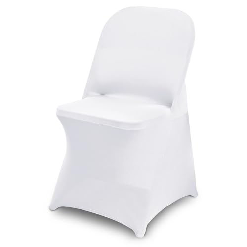 30 Packs White Spandex Stretch Folding Chair Covers for Wedding Party,Universal Fitted Washable Dining Seat Slipcovers Protector Decoration for Holiday Banquet Birthday Celebration Event - color: White, size: 30 PCS