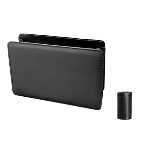 ZIMISI Car Trash Can, Leather Car Garbage Can with One Roll Trash Bag, Foldable Hanging Storage Container, Mini Trash Bin, Vehicle Garbage Organizer Holder for Door Side, Back Seat (Black) - color: Black