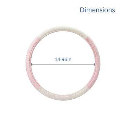Zpana Car Steering Wheel Cover, 15" Linen Breathable Soft Anti-Slip Full Surround Vehicle Steering Wheel Protector, Automobile Interior Protection, Universal for Sedan Truck SUV (Pink) - color: Pink