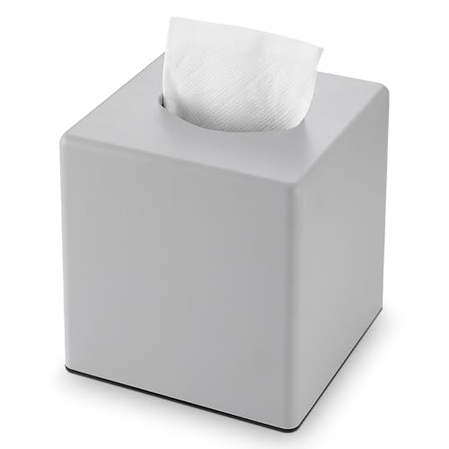 Y-in Hand Tissue Box Cover, Square Facial Cube Tissue Box Holder, Storage Accessories for Bathroom Vanity, Bedroom Countertops, Dressers, Night Stand, Parlors and Offices - Gray - color: Matte Gray