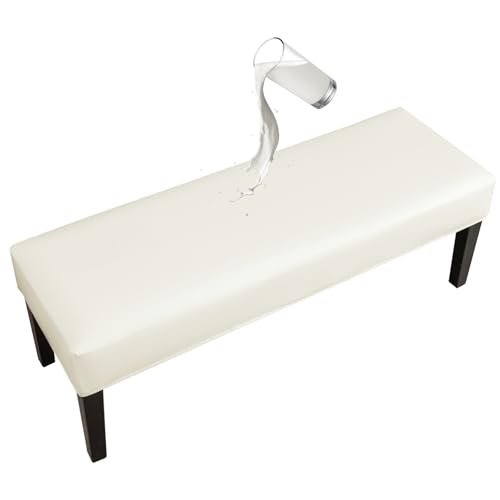 FUANGUI PU Waterproof Bench Cover, Stretch Dining Bench Cover for bedrooms, Living Rooms, Kitchens, Protector Chair Bench Piano Bench Seat Covers Stool Slipcover Removable, Washable - Beige - color: Pu Beige