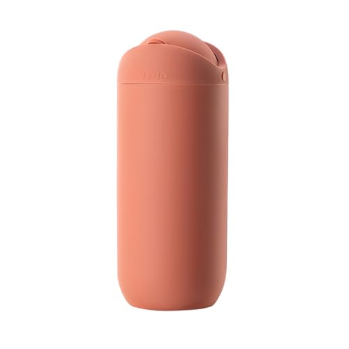 Car Trash Can with Lid, Portable Silicone Vehicle Cup Holder Dustbin Garbage Can, Compact Round Automobile Interior Rubbish Bin Garbage Container, Universal for RV Truck SUV (Orange) - color: Orange