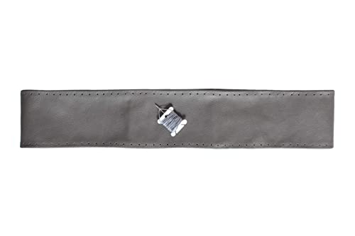 Leather Steering Wheel Cover, Compatible with 2008 Dodge Ram SLT Laramie 2500 3500 Power Wagon, Dark Gray