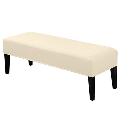 Lebaley Stretch Jacquard Ottoman & Bench Cover Removable Washable Slipcover for 42-54 inch Rectangular Benches, Bar Stools, and Dining Room Chairs (Fits 14-18" Wide),Beige - color: Beige, size: Regular - Standard